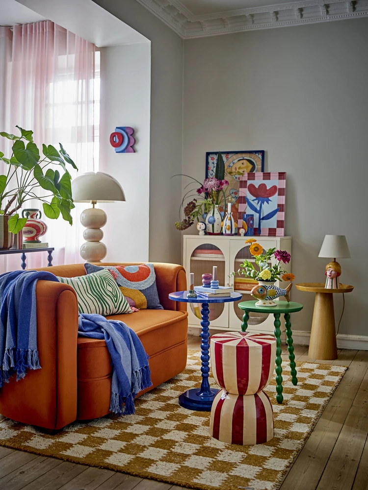 Bloomingville - Frello užtiesalas - mėlynas - perdirbta medvilnė