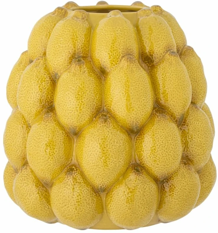 Bloomingvillecreative Collection „Creative Collection“ – „Limone“ vaza, aukštis 22 cm – geltona akmens masės dirbiniai