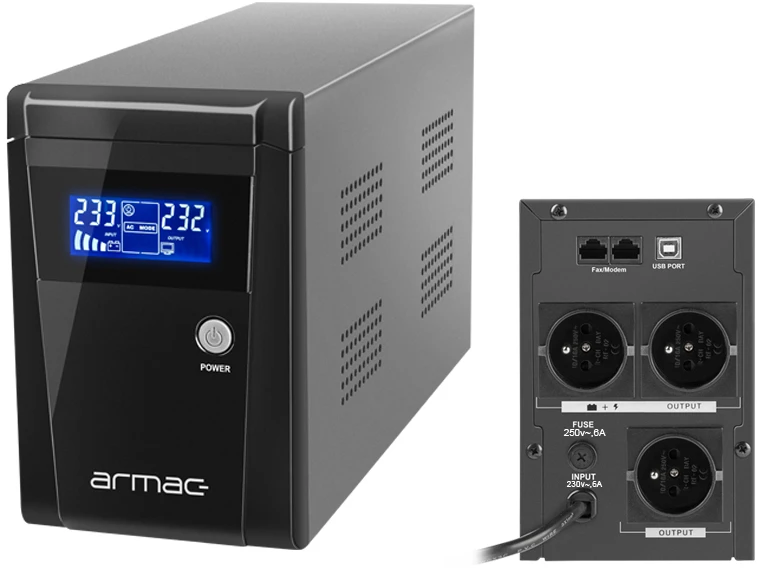 ARMAC O/1000E/LCD Armac UPS OFFICE Line-Interactive 1000E LCD 3x 230V PL OUT, USB