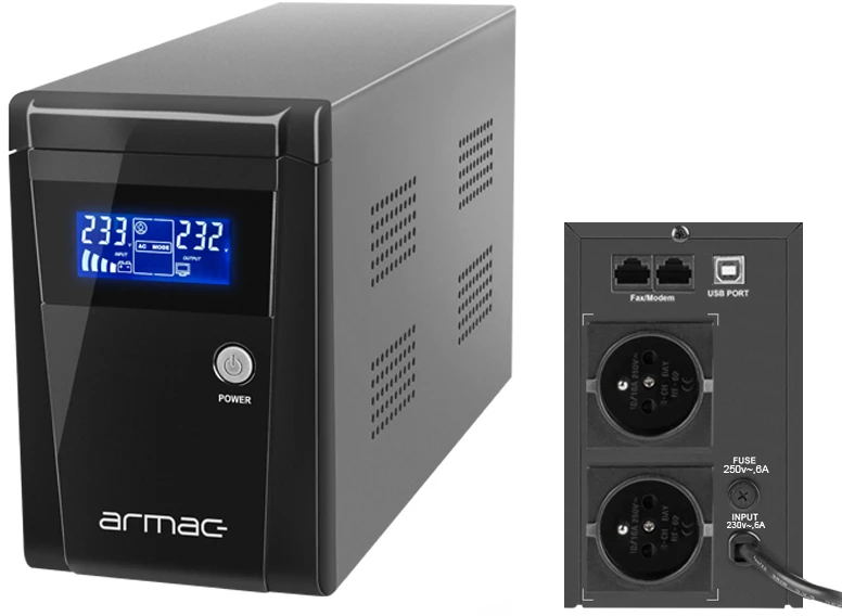ARMAC O/850E/LCD Armac UPS OFFICE Line-Interactive 850E LCD 2x 230V PL OUT, USB