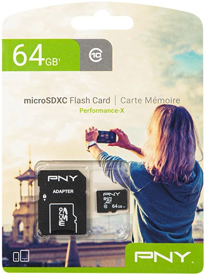 Atminties Kortelė - PNY Performance Plus 64GB Micro SDXC Class 10 su SD Adapteriu