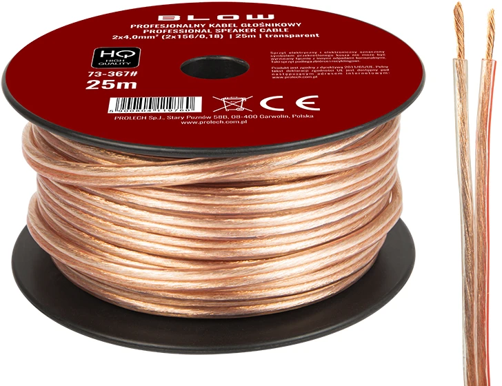 Blow Garsiakalbio kabelis 2x4.00mm permatomas 25m