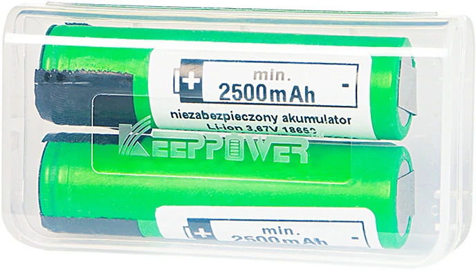 85-598# 18650 ličio jonų akumuliatoriai, 2 vnt., 2600 mAh, 3,6 V, „Sony“ / „Murata“ + dėžutė