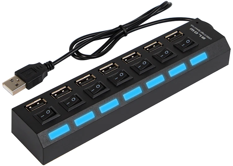 Blow USB skirstytuvas su 7 jungikliais ir LED indikacija