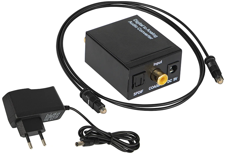 Blow TOSLINK DAC į 2xRCA+lizdo optinį keitiklį su maitinimo šaltiniu