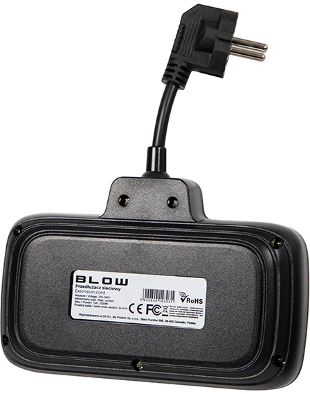 Blow PS-310 skirstytuvas 3 lizdų 0.1 m juodas 2x1 mm ilgintuvas