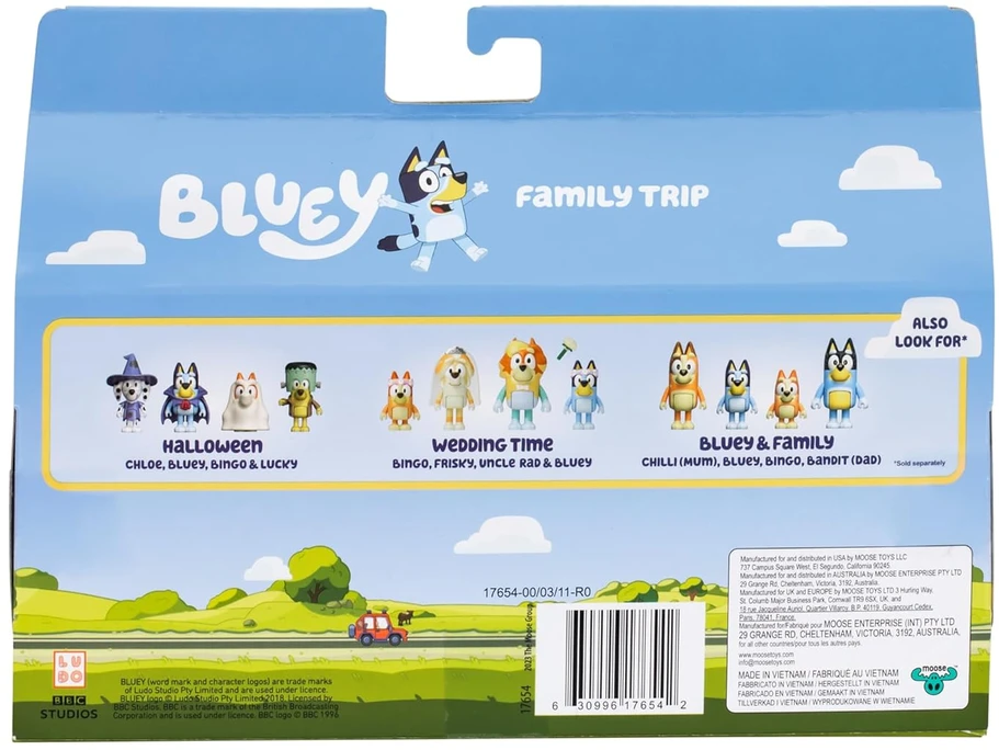 TM Toys BLUEY atostogų figūrėlė 4 vnt. šeimos kelionėms