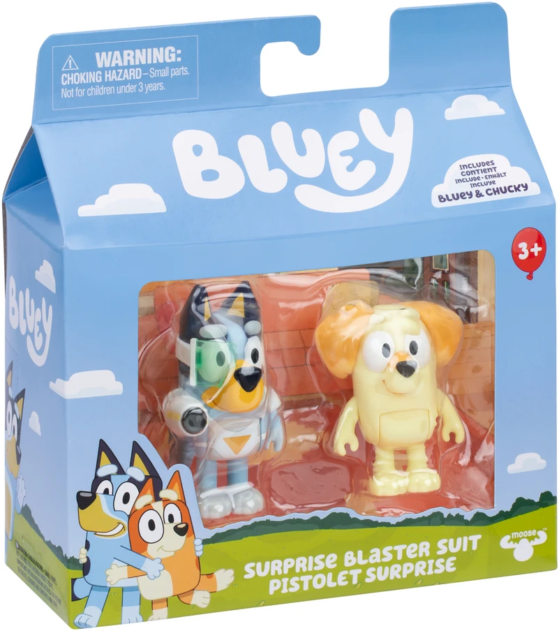 Bluey - Bluey figūrėlių 2 vnt. pakuotė - Staigmenos Blasterio kostiumas (90322)