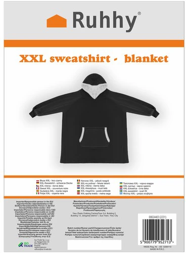 XXL sweatshirt - blanket juodas Ruhhy 24403