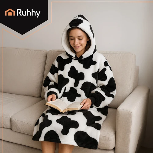 XXL sweatshirt - juodas and baltas blanket Ruhhy 26538