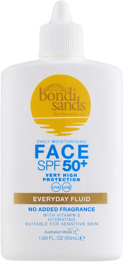 Bondi Sands SPF 50+ Fragrance Free Face Fluid apsauginis fluidas nuo saulės veidui, 50 ml