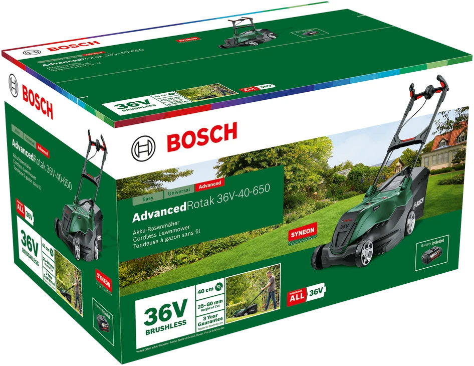 Bosch akumuliatorinė vejapjovė AdvancedRotak 36V-40-650, 36V, 2x2.0Ah