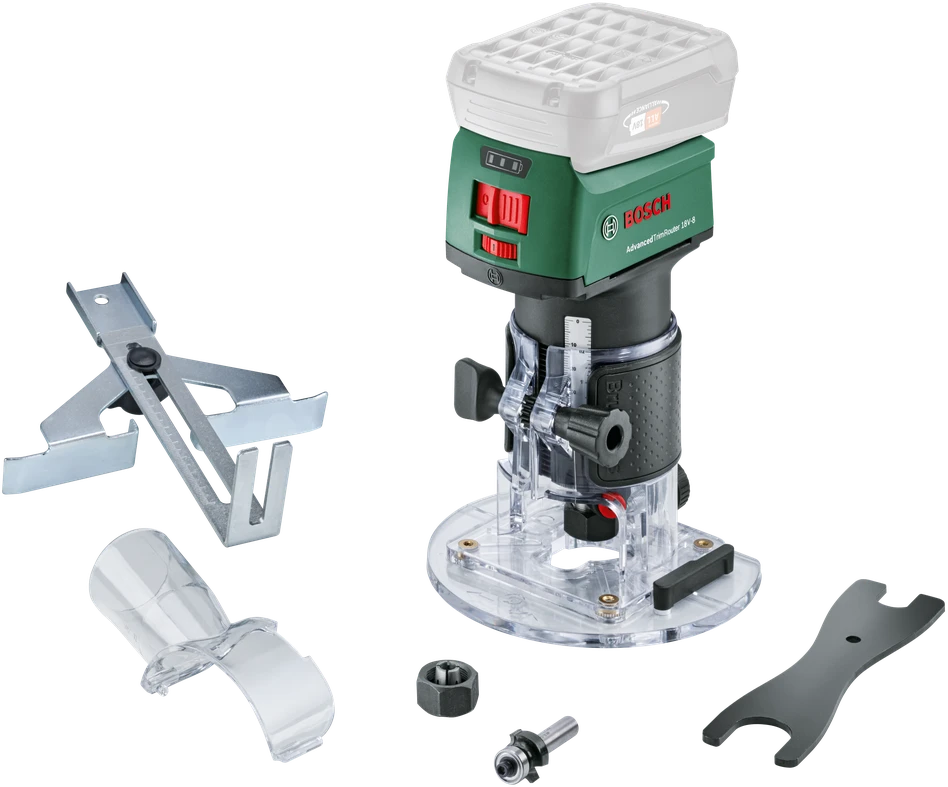 Bosch AdvancedTrimRouter 18V-8 Vertikali freza be akumuliatoriaus ir kroviklio