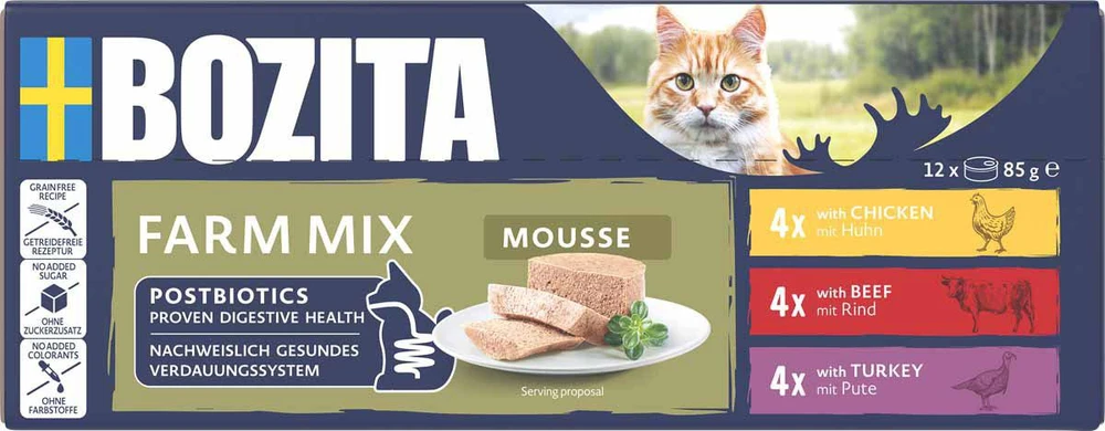 BOZITA Mousse Mix ocean – šlapias kačių maistas – 12x85g