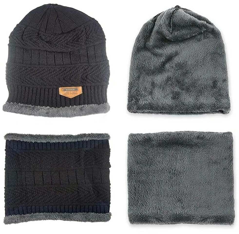 Bq52D Aptel Kepurė, šalikas (rinkinys) UNISEX SET Juodas