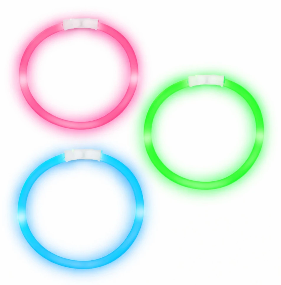 Lean Toys Bransoletki Tamsoje šviečiančios neoninės lazdelės, fluorescencinės apyrankės, 3 vnt.