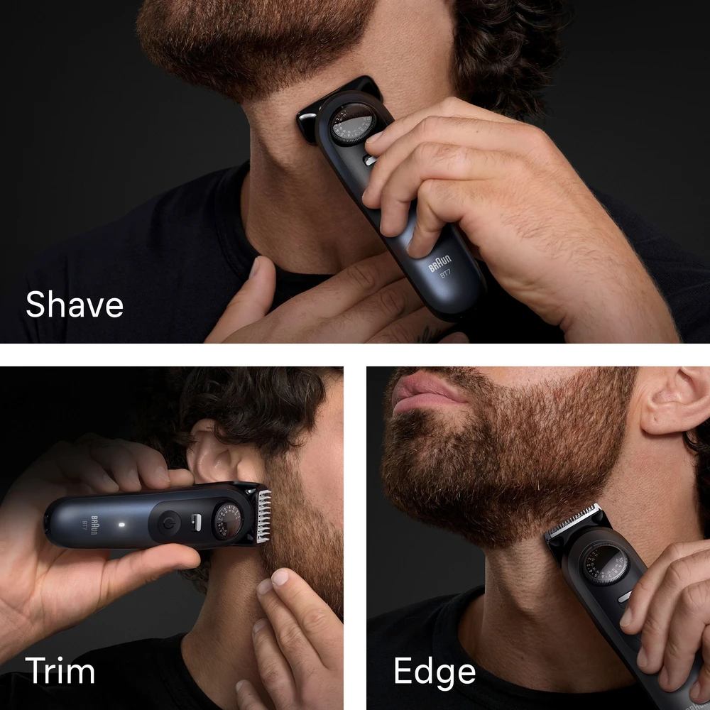 Braun BeardTrimmer 7 BT7520 Baterija 40 2 cm „Wet & Dry“ Juoda, Mėlyna