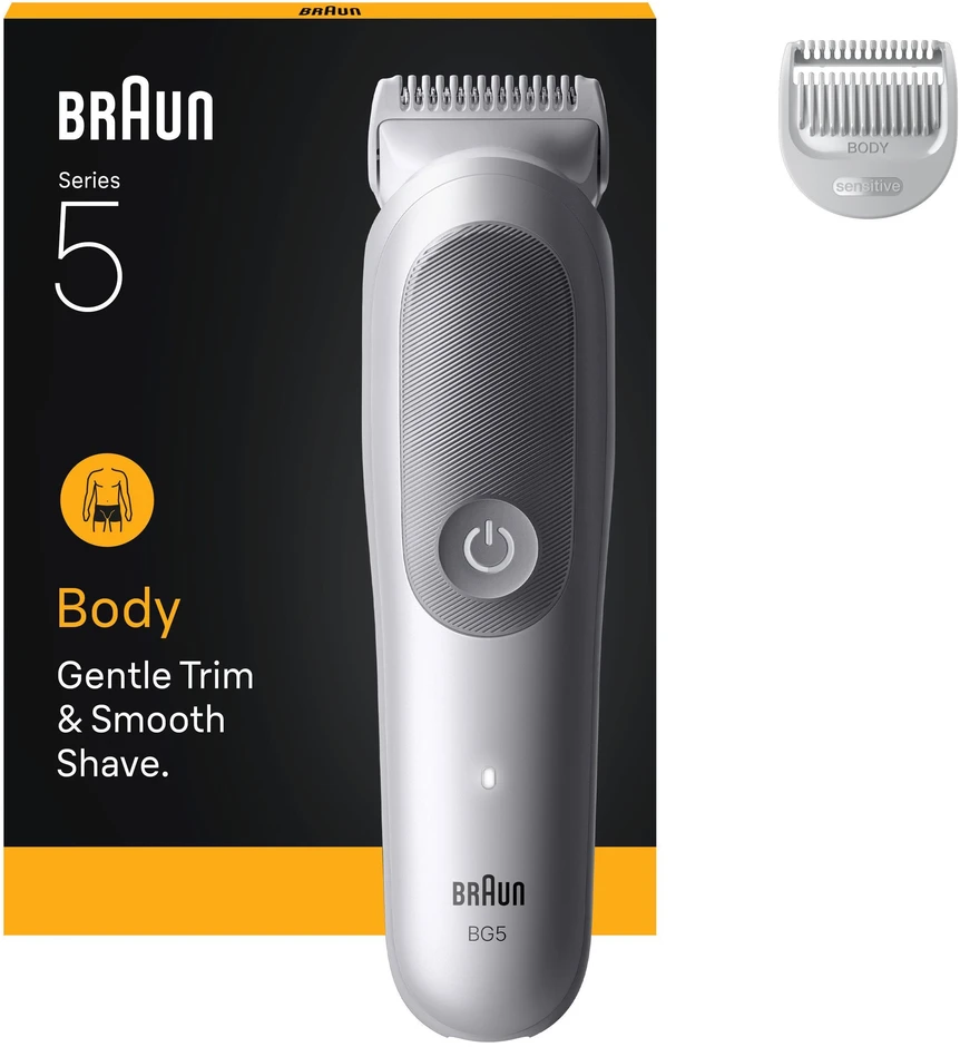 Braun kūno kirpimo įrankis 5 serija + 2 priežiūros įrankiai – pilkas