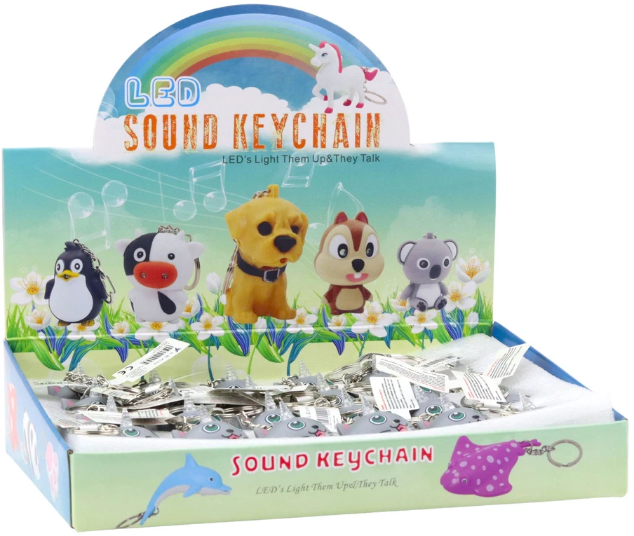 Lean Toys Raktų pakabukas vienaragis kačiukas su LED ir garsu 4.5x4 cm