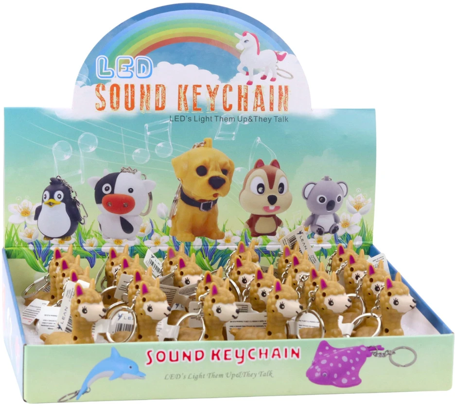 Lean Toys LED raktų pakabukas lama ir garsu, 7x5.5 cm