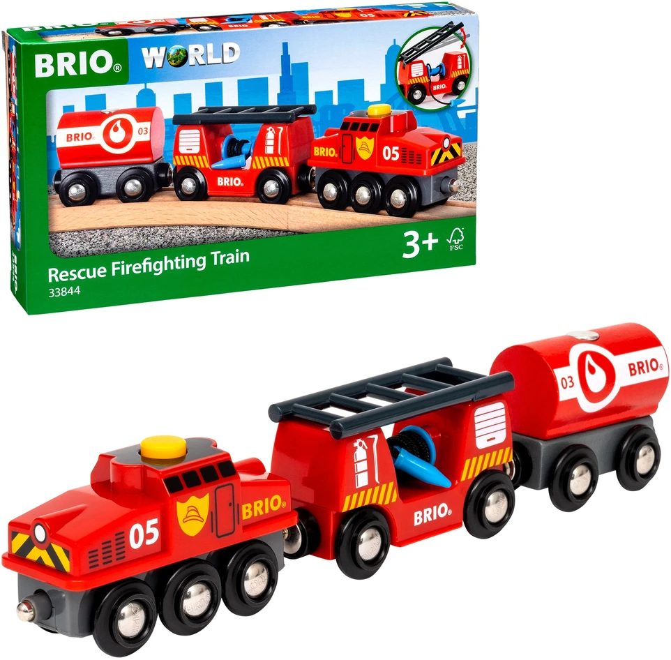 Ravensburger BRIO - Gelbėjimo ugniagesių traukinys (33844)
