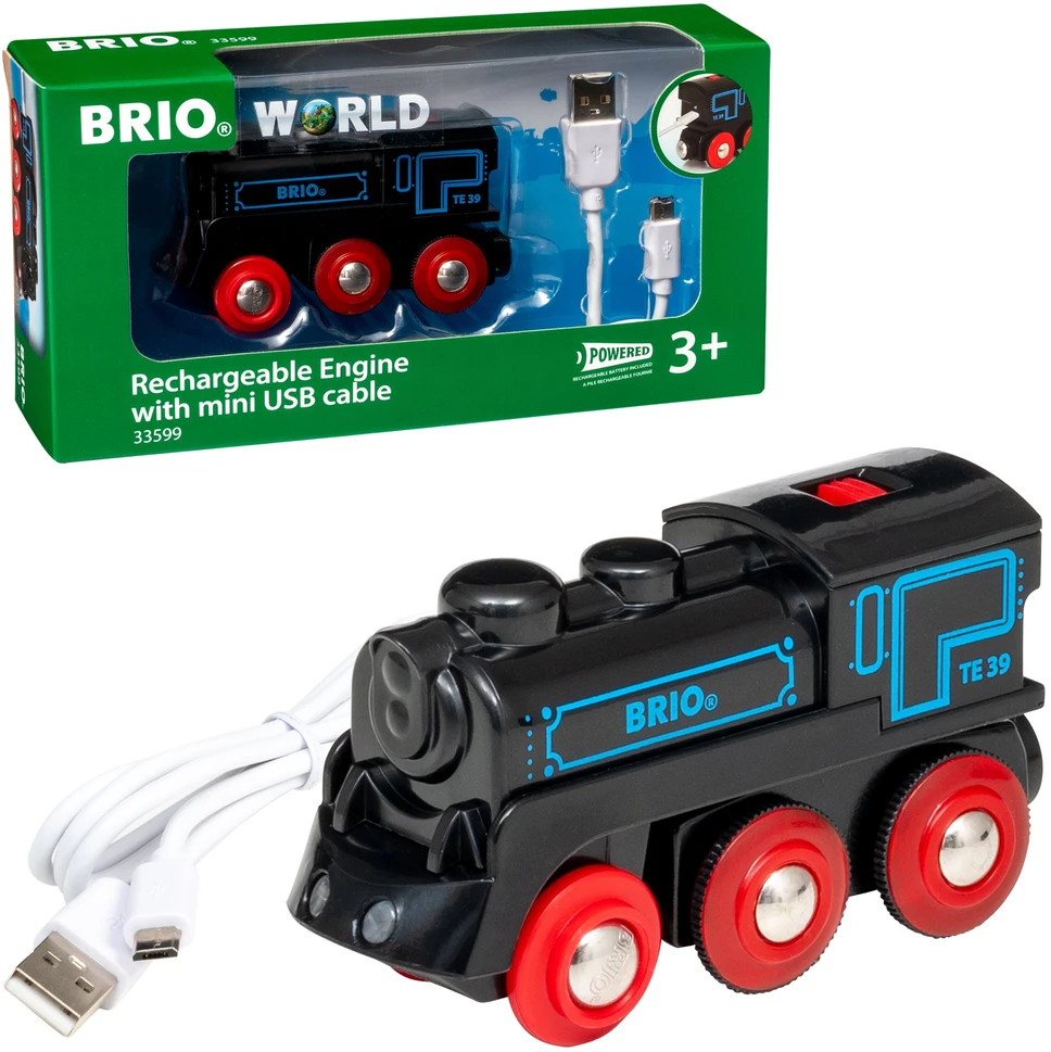 Ravensburger BRIO RAILWAY traukinys su pakraunamu varikliu ir USB kabeliu, 33599