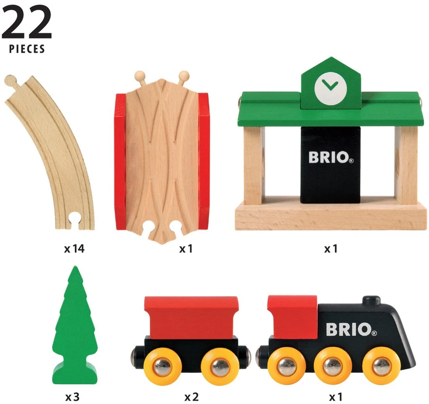 Brio Railway BRIO traukinių rinkinys medinis, 8 dalys, 33028