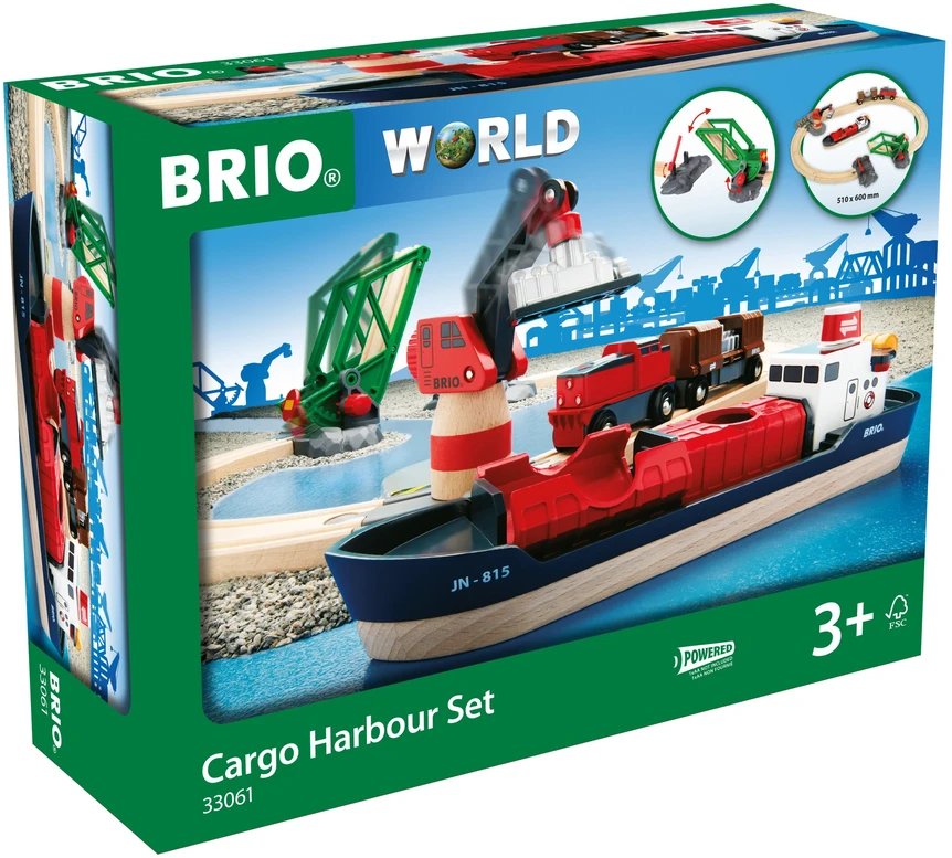 Ravensburger Brio geležinkelis Brio rinkinys su traukinio bėgiais Cargo harbour, 33061