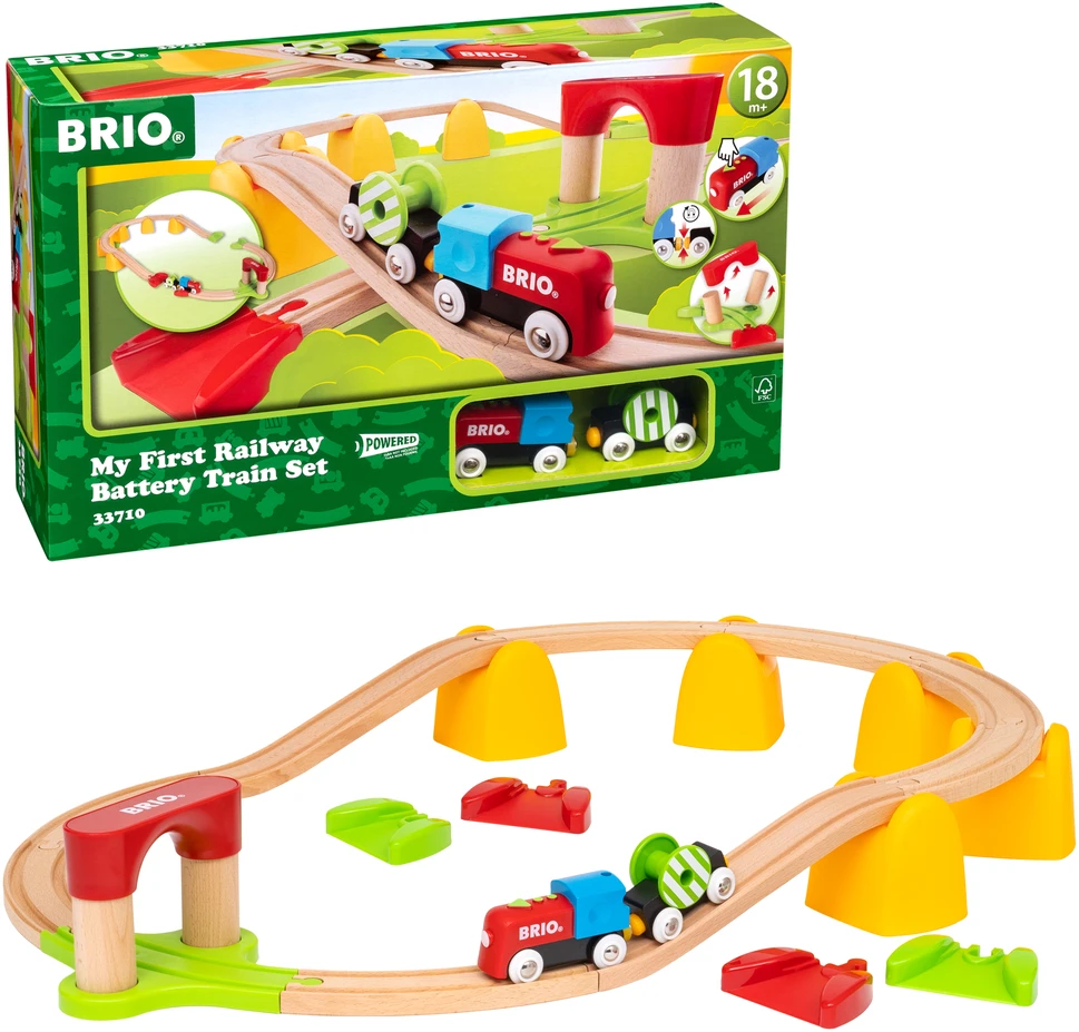 BRIO - Mano pirmasis geležinkelio baterijomis maitinamas traukinių rinkinys (33710)