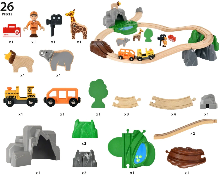 BRIO - Safari nuotykių traukinių rinkinys (33960)