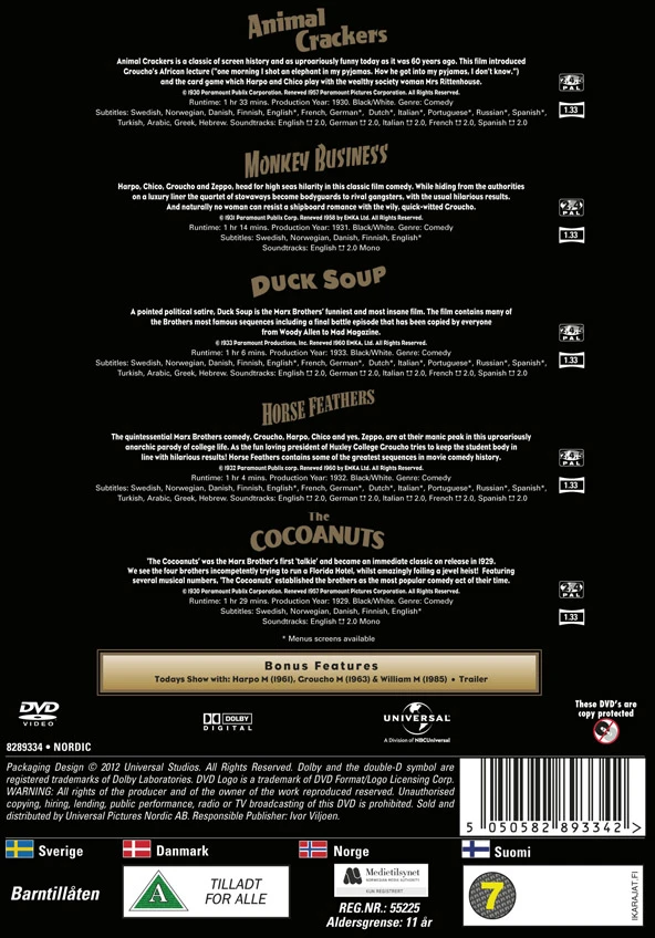 Brolių Marksų „Sidabrinio ekrano“ kolekcija (5 DVD dėžutė)