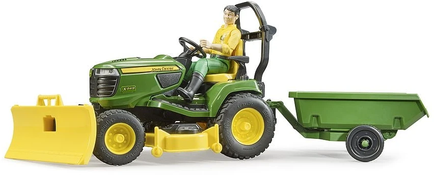 BRUDER traktorius John Deere Lawn su priekaba ir sodininku, 62104