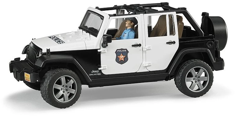 BRUDER policijos džipas Wrangler, su policininku ir priedais, 2526