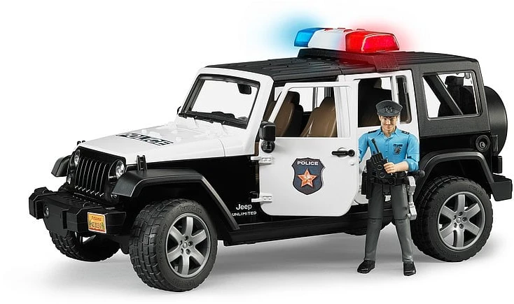 BRUDER policijos džipas Wrangler, su policininku ir priedais, 2526