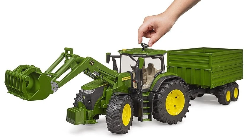 Traktorius su krautuvu ir priekaba Bruder 03155 John Deere 7R 350