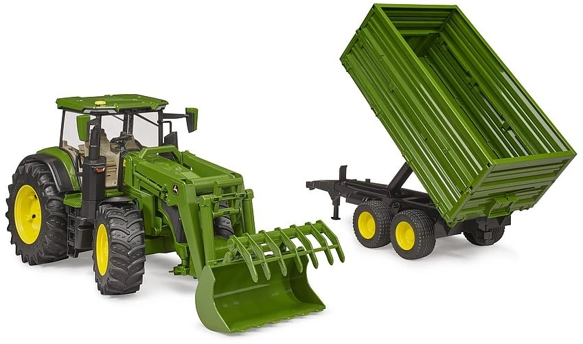 Traktorius su krautuvu ir priekaba Bruder 03155 John Deere 7R 350