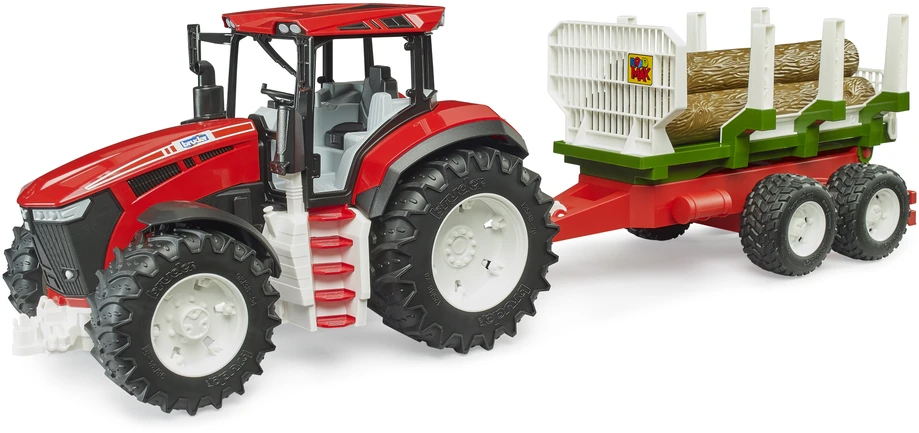Bruder ROADMAX traktorius su priekaba ir 3 medžių kamienais (03453)
