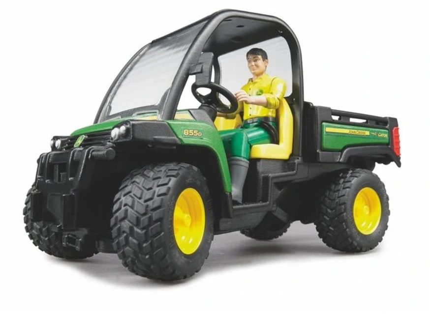 BRUDER mažas traktorius John Deere Gator XUV 855D su vairuotoju, 02490