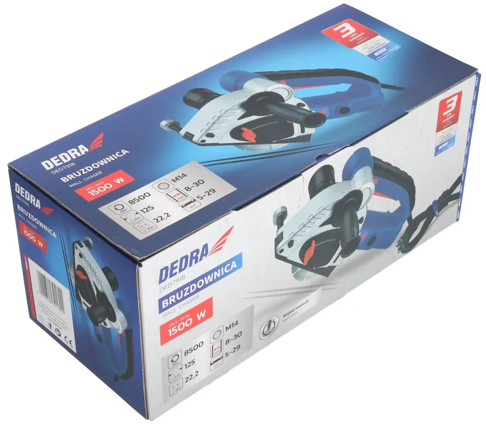 Dedra Bruzdownica Sienų sriegiklis 1500 W 125 mm