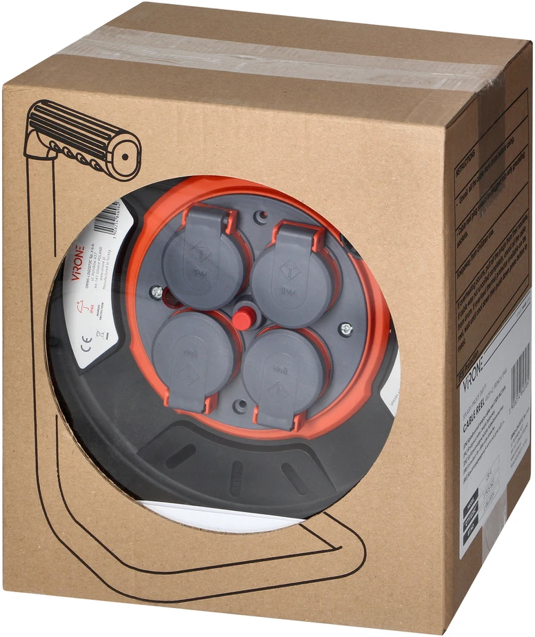 Vandeniui atspari ritė Orno IP44 4x2P+Z 16A 230V, H05RR-F 3x1,5mm2, 25m