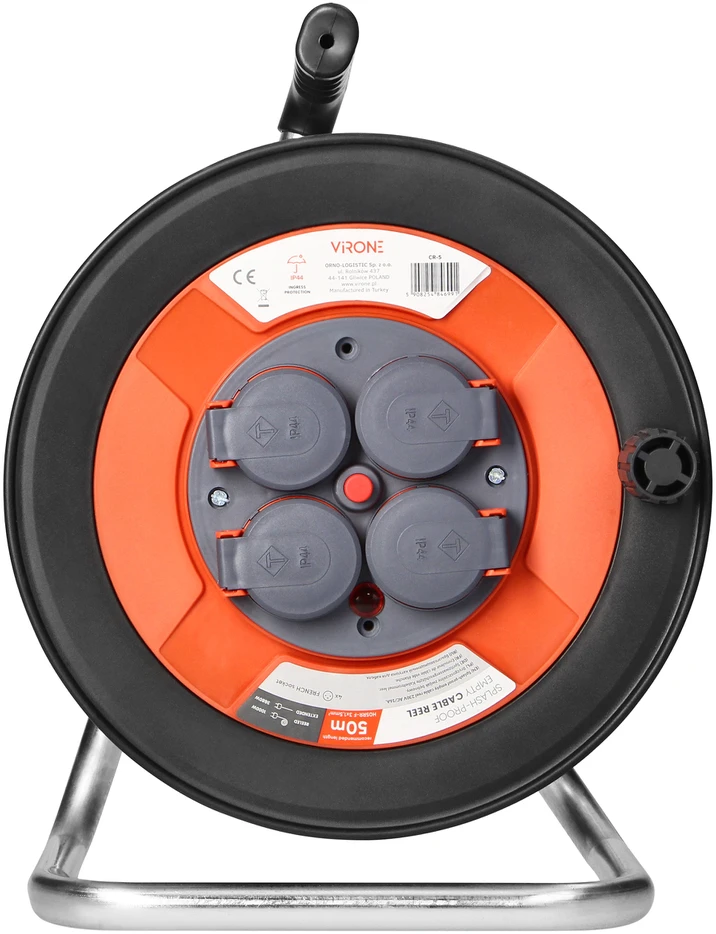 Orno Aptaškymui atspari ritės ritė IP44 4x2P+Z 16A 230V, H05VV-F 3x1,5mm2, 50m