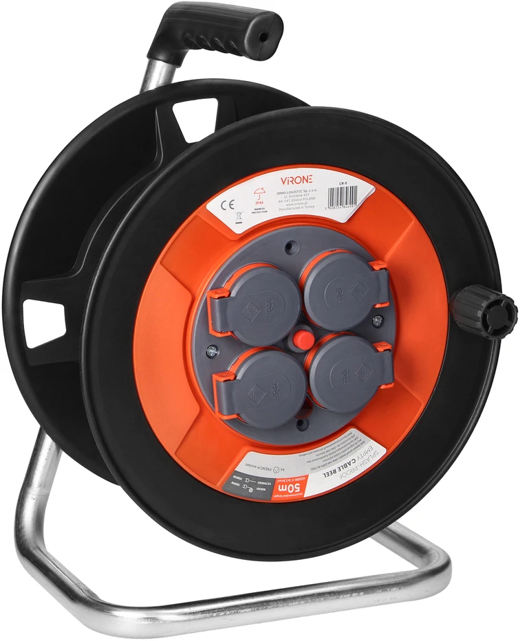 Orno Aptaškymui atspari ritės ritė IP44 4x2P+Z 16A 230V, H05VV-F 3x1,5mm2, 50m