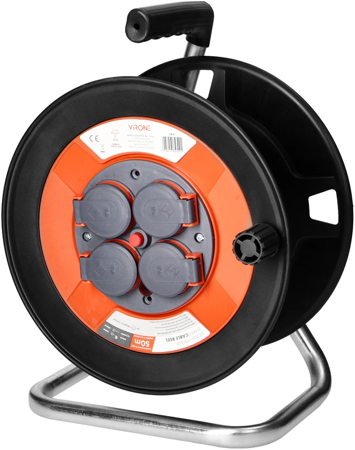 Orno Aptaškymui atspari ritės ritė IP44 4x2P+Z 16A 230V, H05VV-F 3x1,5mm2, 50m