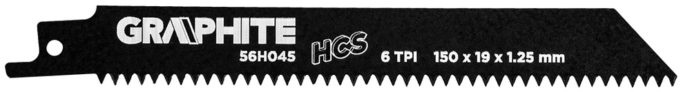 Graphite Brzeszczot do piły szablastej, HCS, 150 x 19 x 1.25 mm, 6 TPI, kpl. 2 vnt.