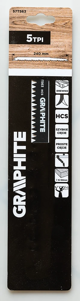 Brzeszczot Pjūklo ašmenys, HCS 240 x 19 x 1,5 mm, 5 TPI