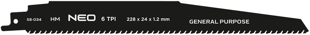 Brzeszczot Pjūklo ašmenys, HM, 228 x 24 x 1,2 mm, 6TPI
