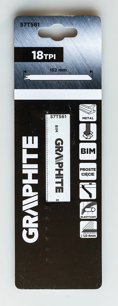 Brzeszczot Pjūklo ašmenys tiesiam pjūklui, BIM 152 x 19 x 0,9 mm, 18 TPI