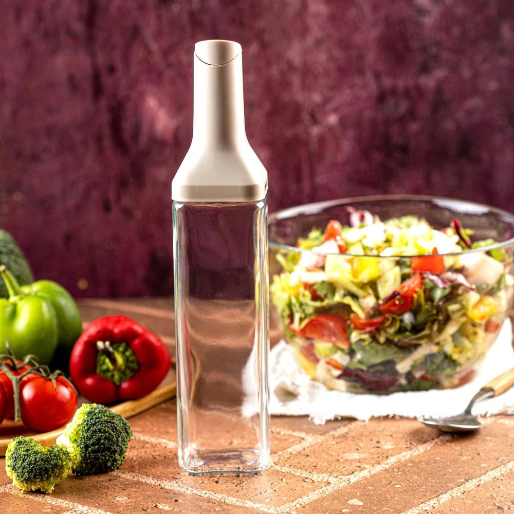 King Hoff Buteliukas Butelis su pilstymo antgaliu 500 ml aliejui ir actui, stiklinis, kinghoff, kh-2004