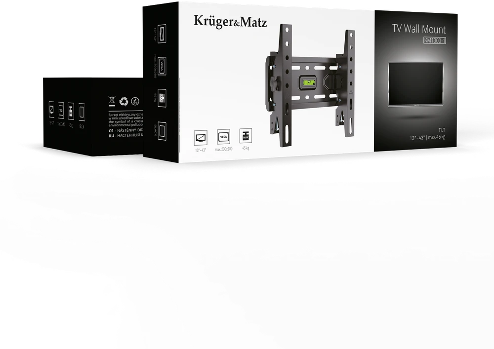 Kruger & Matz Universalus „KrugerMatz“ sieninis laikiklis LED televizoriams (13–43 coliai), vertikalus reguliavimas