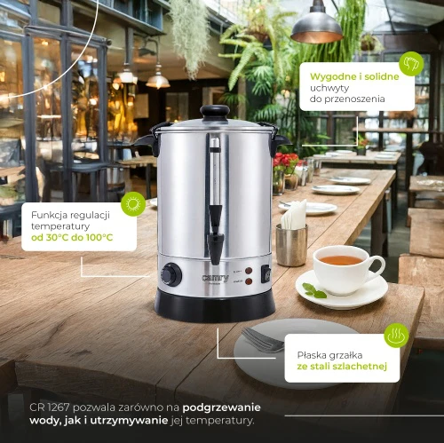 Virdulys Camry | Boiler | CR 1267 | Electric | 950 W | 8.8 L | Nerūdijantis plienas | Nerūdijantis plienas